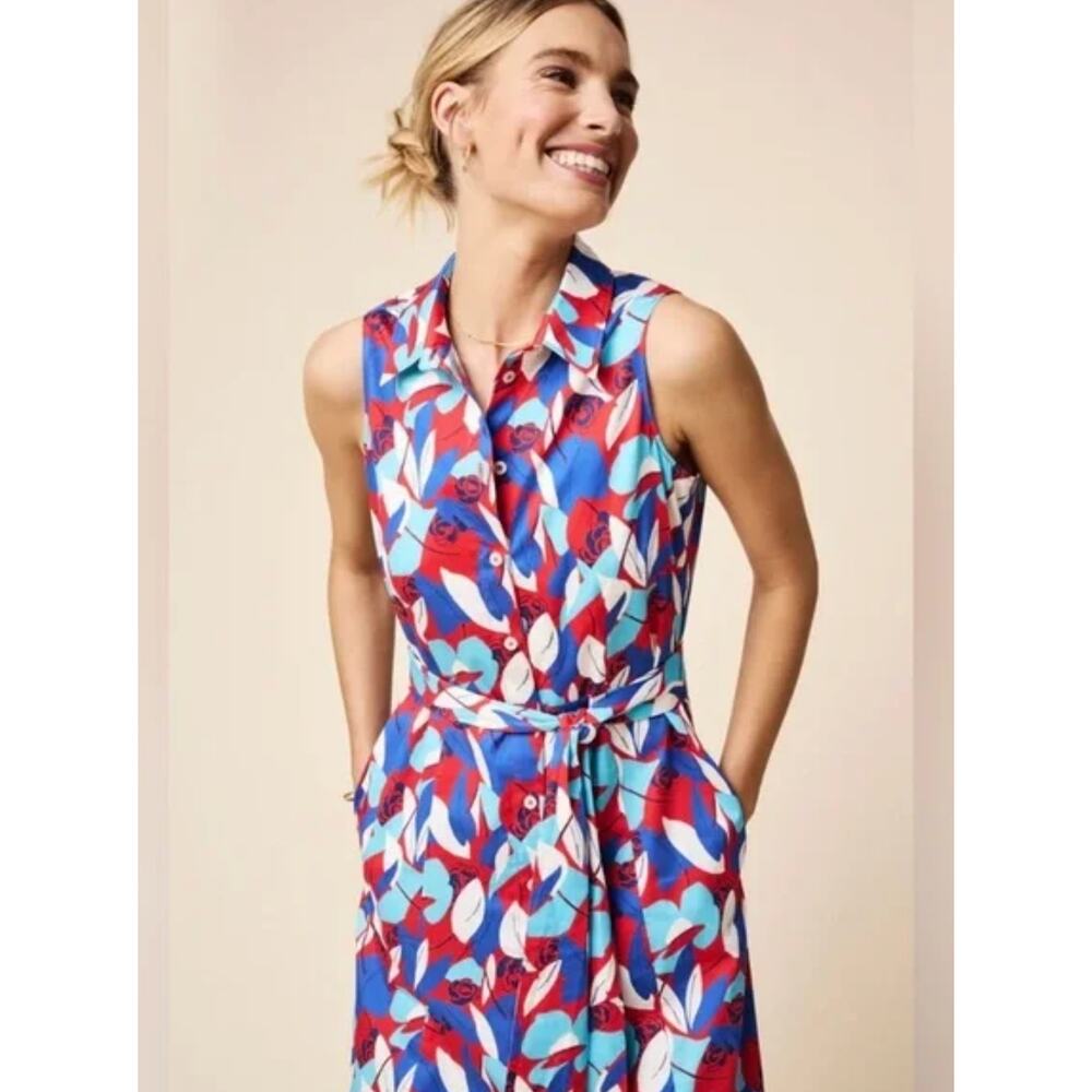 NWT UnTUCKit Faye Dress / Sz 2 / Red, Blue, White Floral - Picture 3 of 5